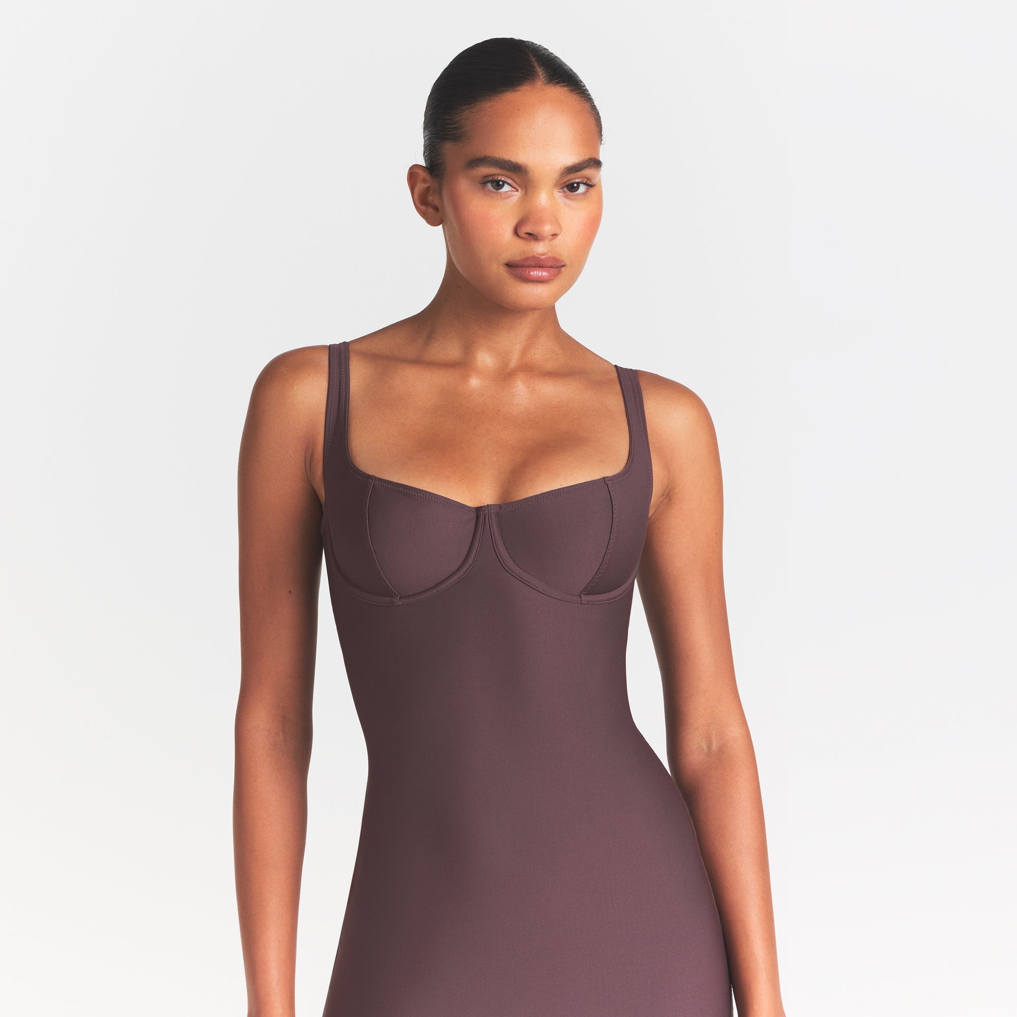 SKIMS BODY MIDI DRESS | RAISIN