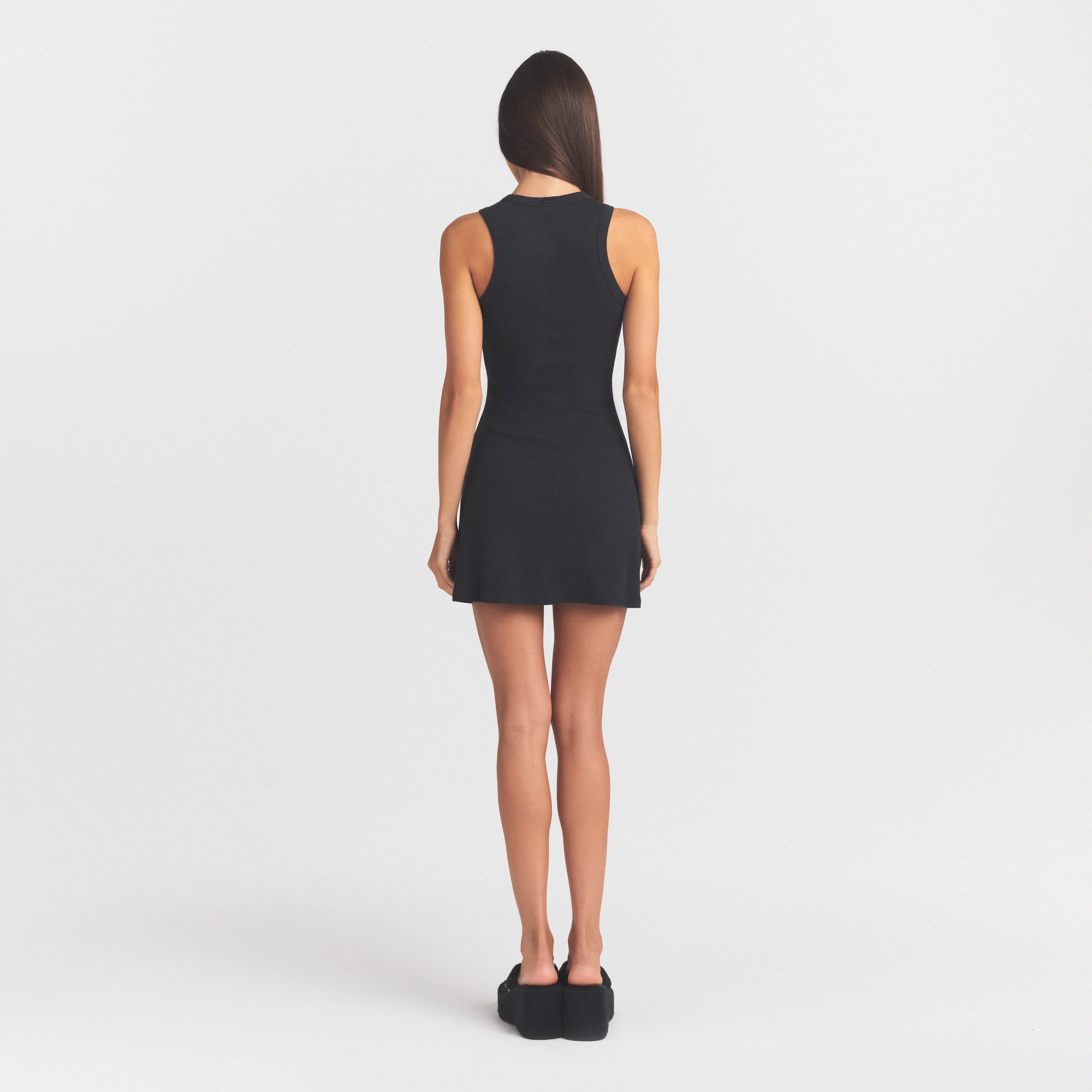 COTTON RIB TANK DRESS | SOOT
