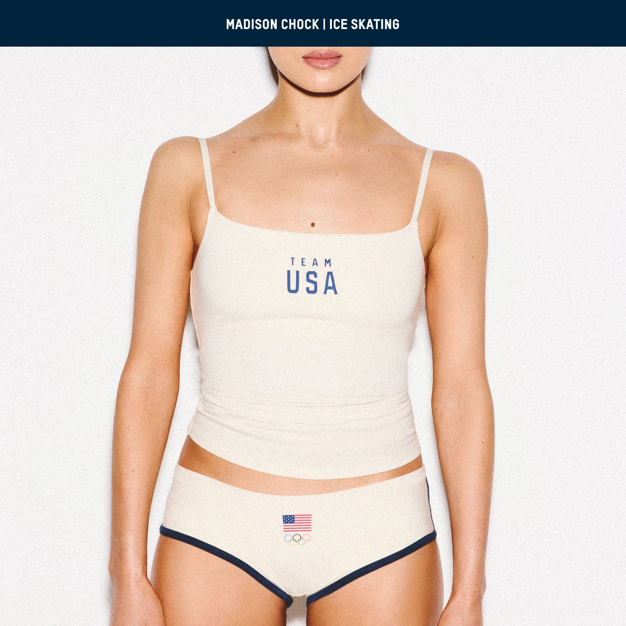 SKIMS FOR TEAM USA COTTON JERSEY OLYMPIC CAMI | ECRU