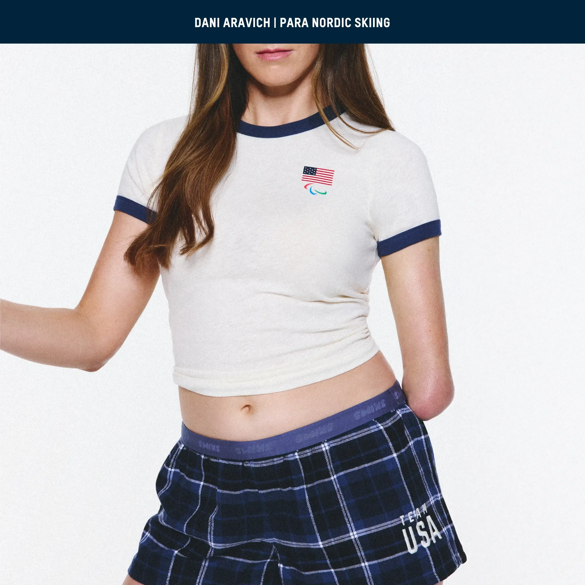 SKIMS FOR TEAM USA WORN IN JERSEY PARALYMPIC SHRUNKEN T-SHIRT | ECRU