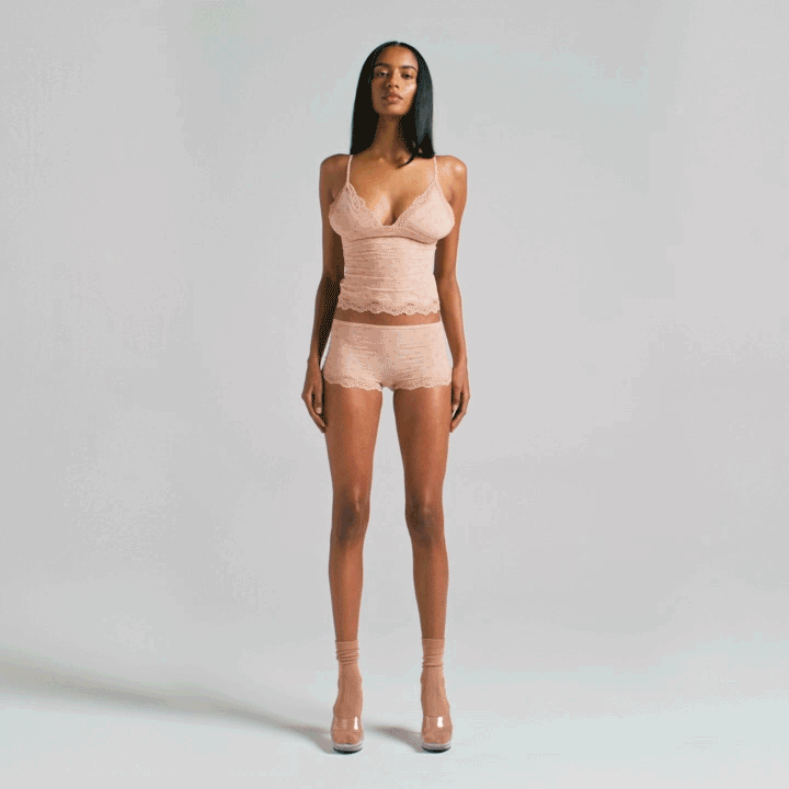 FITS EVERYBODY LACE TRIANGLE CAMI AND BOY SHORT SET | MICA SKETCHED HEARTS