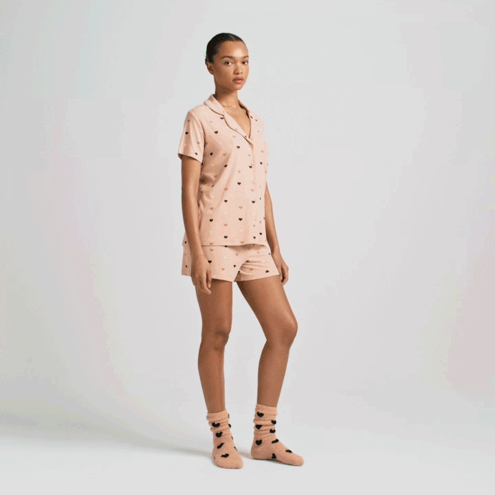 SOFT LOUNGE SHORT SLEEP SET | MICA MINI HEART HALFDROP