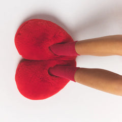 FAUX FUR HEART SLIPPER | RUBY