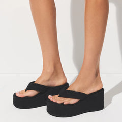 TERRY PLATFORM SANDAL | ONYX