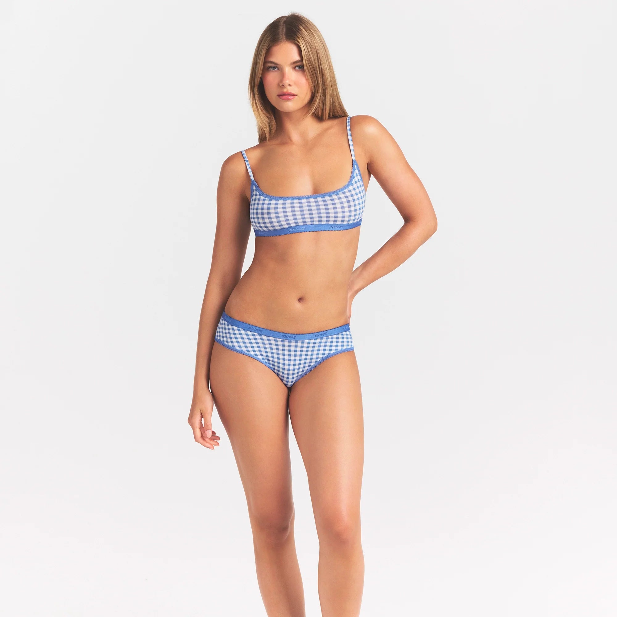 LIGHTWEIGHT COTTON LOGO PICOT HIPSTER | ARCTIC GINGHAM