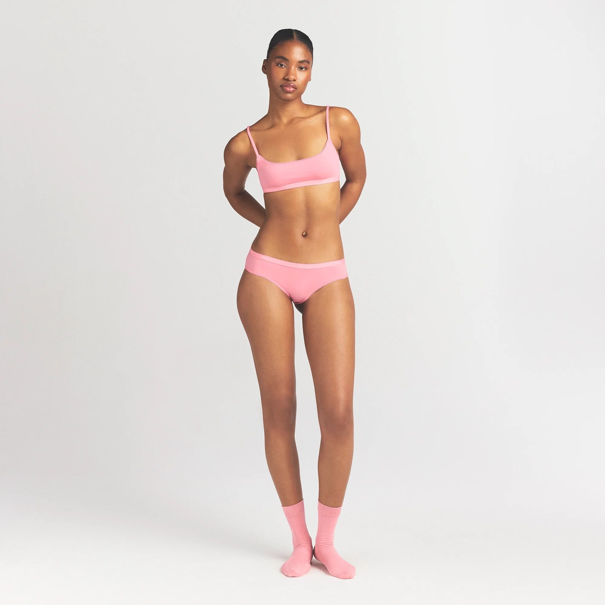 LIGHTWEIGHT COTTON LOGO PICOT HIPSTER | MELON TONAL