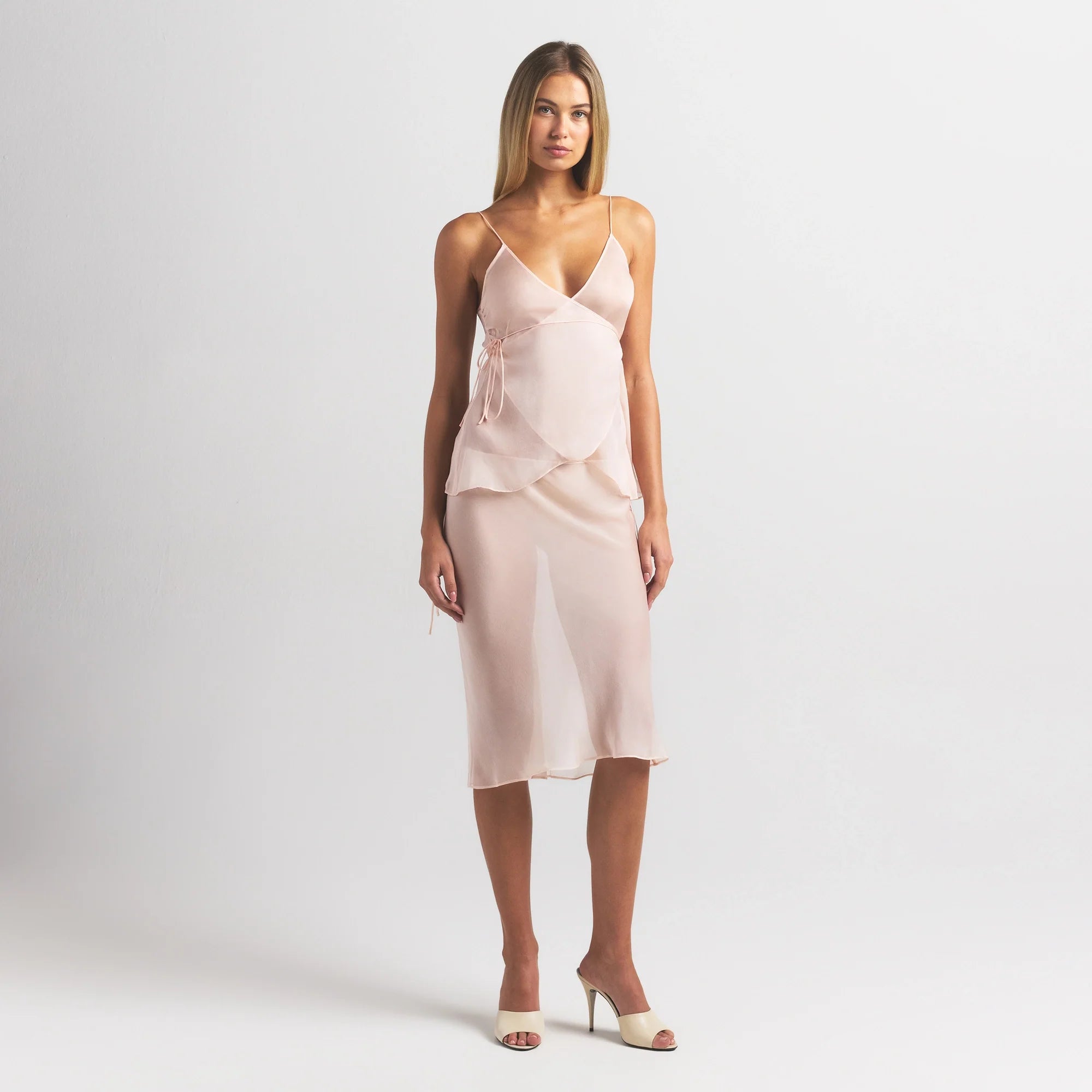 SKIMS ROMANCE TIE SIDE MIDI SKIRT | PRIMROSE