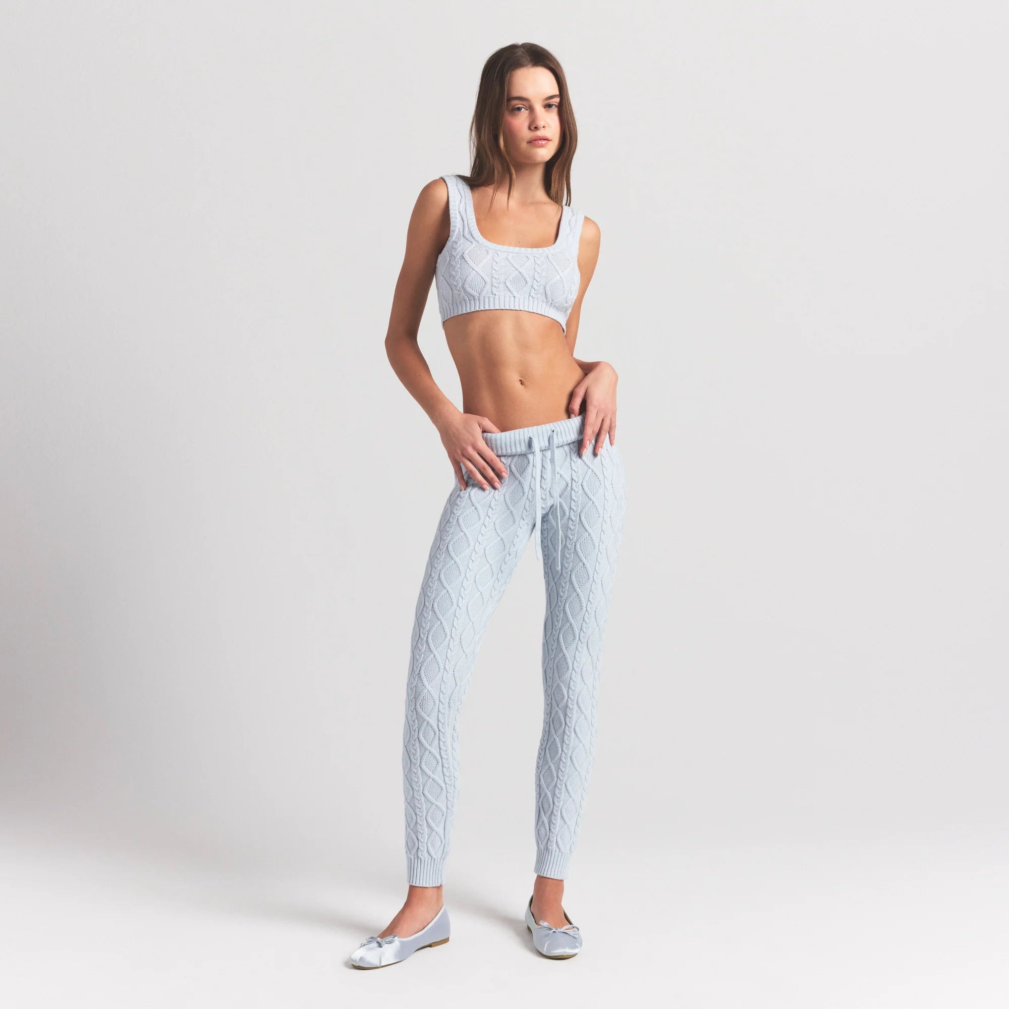SWEATER KNITS CABLE KNIT LEGGING | ZEN BLUE