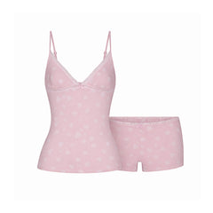 LIGHTWEIGHT COTTON LACE CAMI AND BOY SHORT SET | HALITE CLUSTERED HEARTS