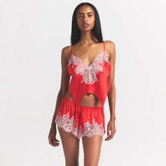 SILK LACE GARTER CAMI AND SHORT SET | RUBY CONTRAST