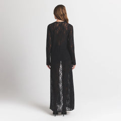 STRETCH LACE LONG ROBE | SOOT