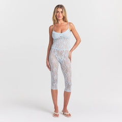 STRETCH LACE RUFFLE CAMI | POWDER BLUE