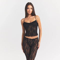STRETCH LACE RUFFLE CAMI | SOOT