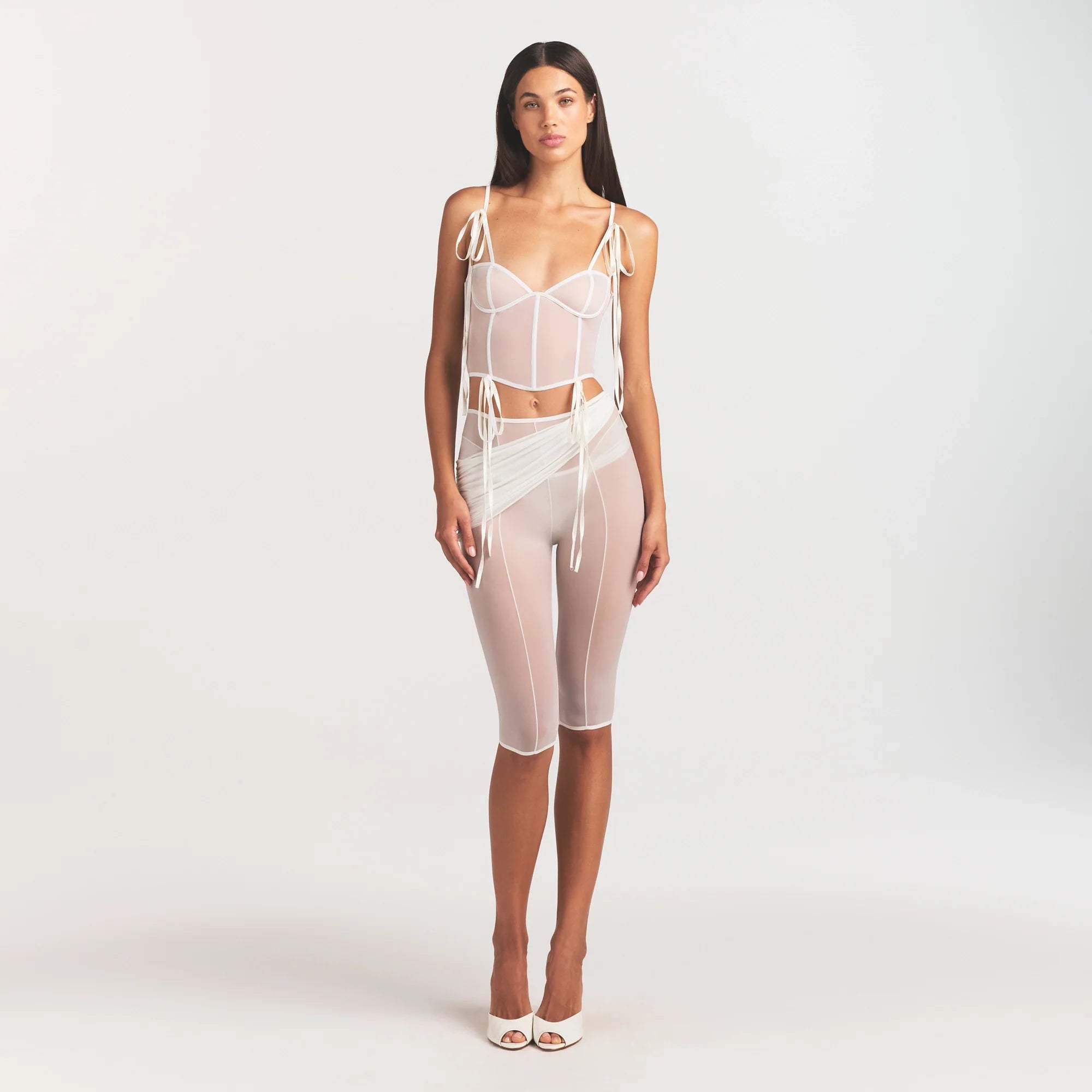 ULTRA FINE MESH BOW CORSET | IVORY