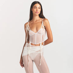 ULTRA FINE MESH BOW CORSET | IVORY