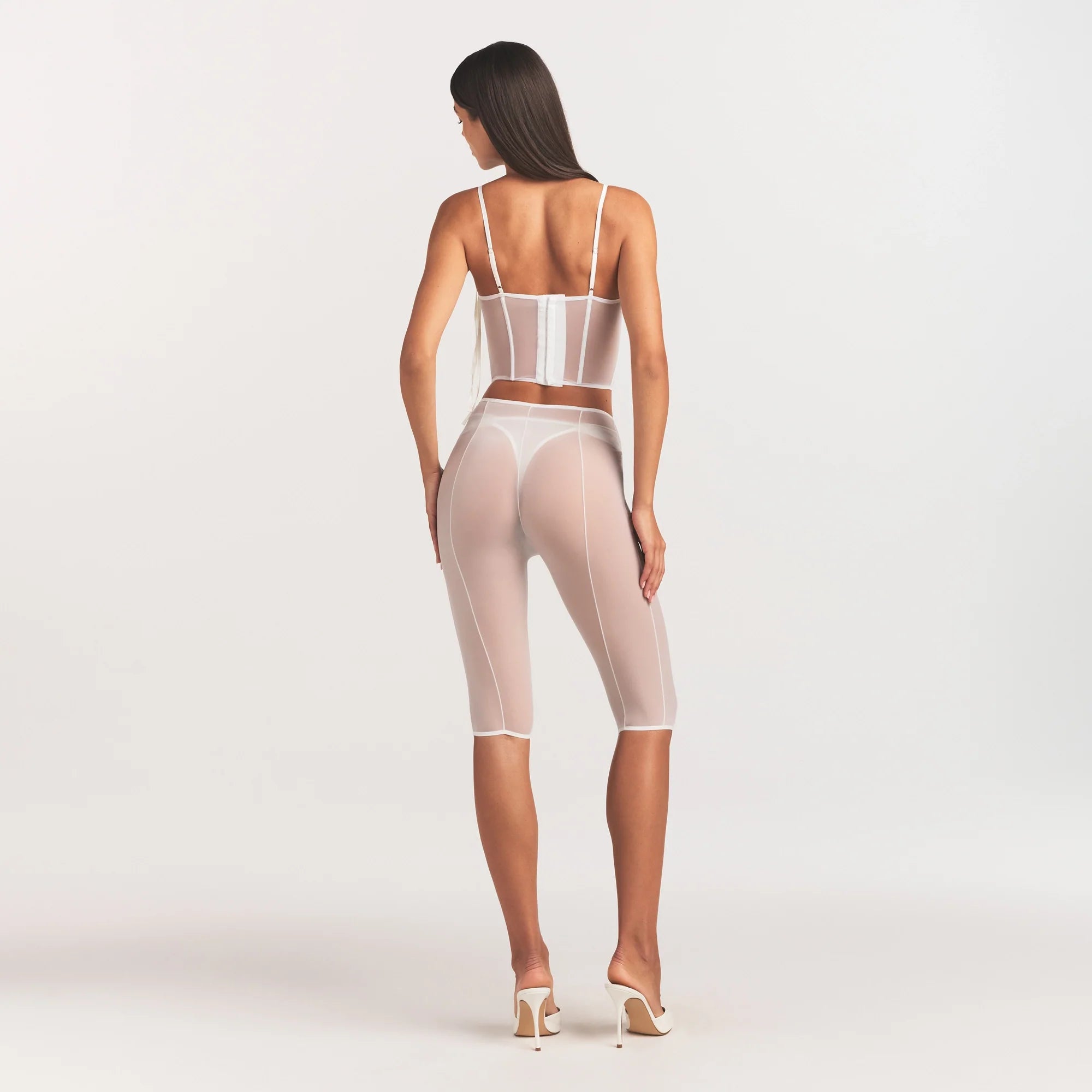 ULTRA FINE MESH BOW CORSET | IVORY