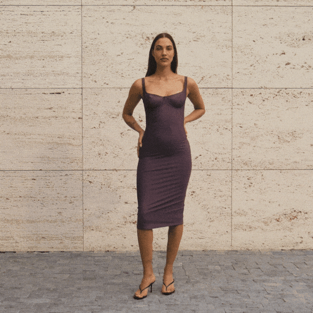 SKIMS BODY MIDI DRESS | RAISIN
