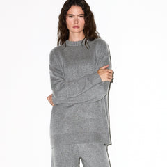 CASHMERE OVERSIZED SWEATER | DARK HEATHER GREY