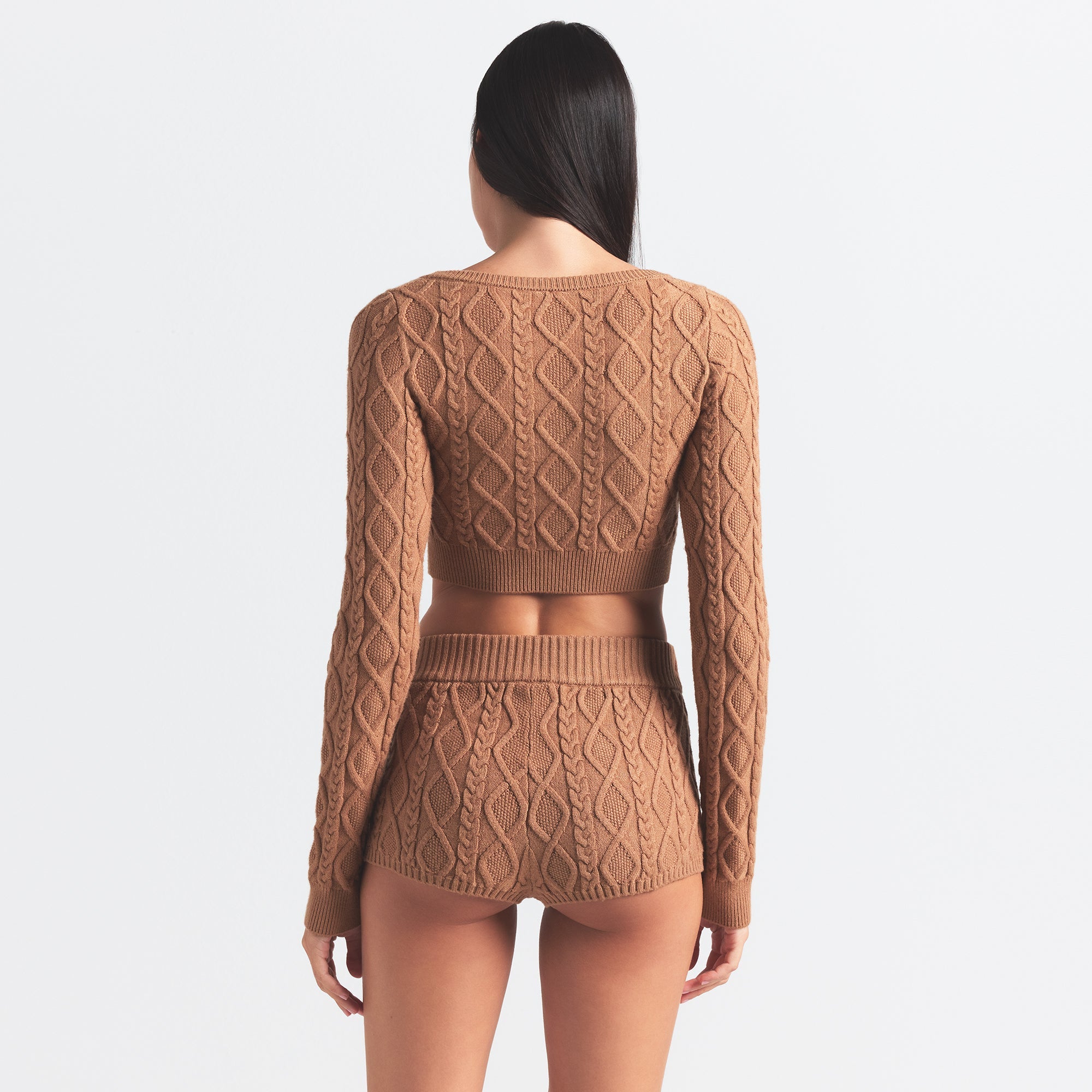 SWEATER KNITS CABLEKNIT CROPPED CARDIGAN | DARK HONEY