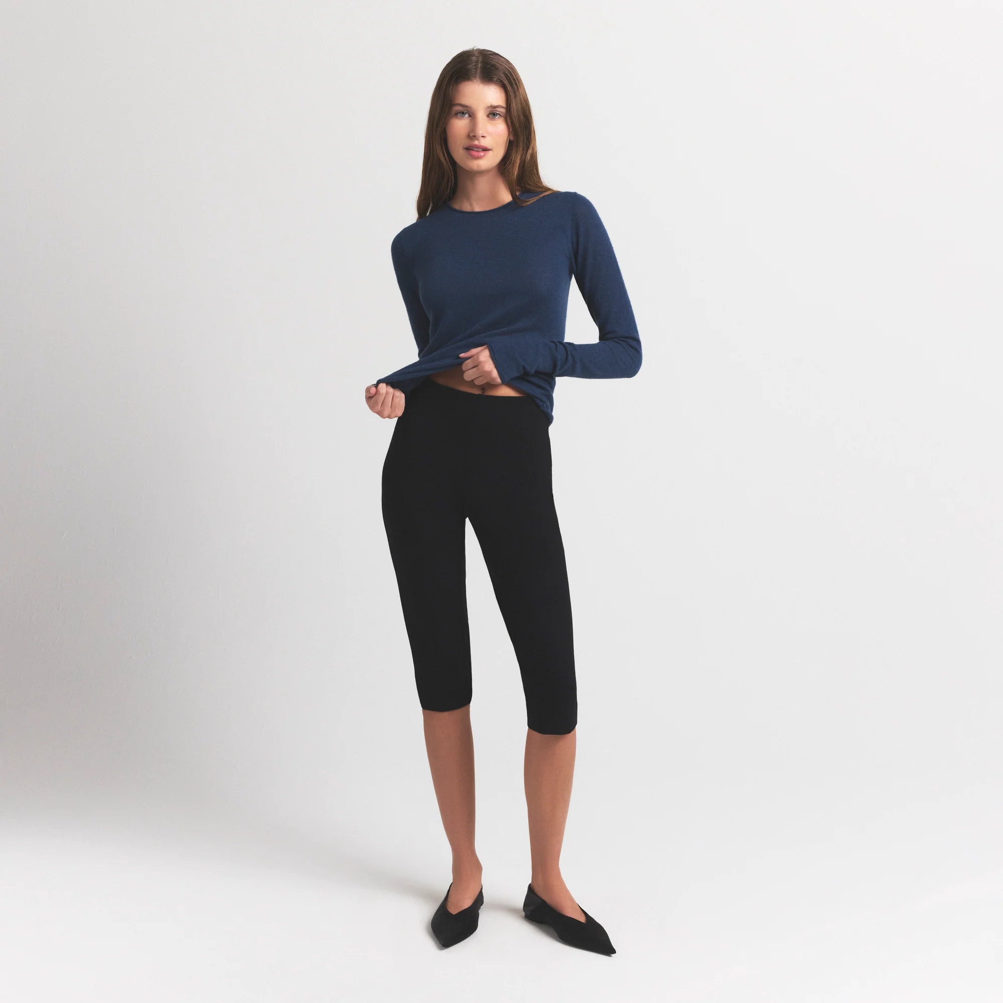 FEATHERWEIGHT CASHMERE LONG SLEEVE TOP | INDIGO