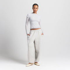FEATHERWEIGHT CASHMERE LONG SLEEVE TOP | LIGHT HEATHER GREY