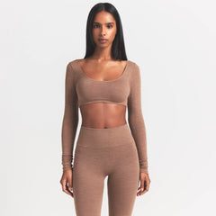 WOOL RIB LONG SLEEVE SUPER CROPPED TOP | SIENNA