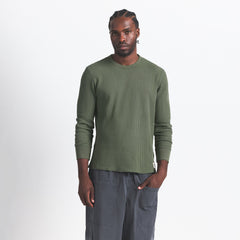 WAFFLE MENS LONG SLEEVE TOP | MILITARY GREEN