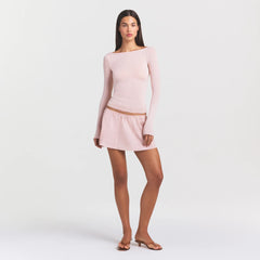 SHEER MODAL LONG SLEEVE BOATNECK TOP | PRIMROSE
