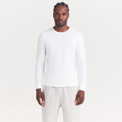 SKIMS COTTON MENS CLASSIC LONG SLEEVE T-SHIRT | CHALK