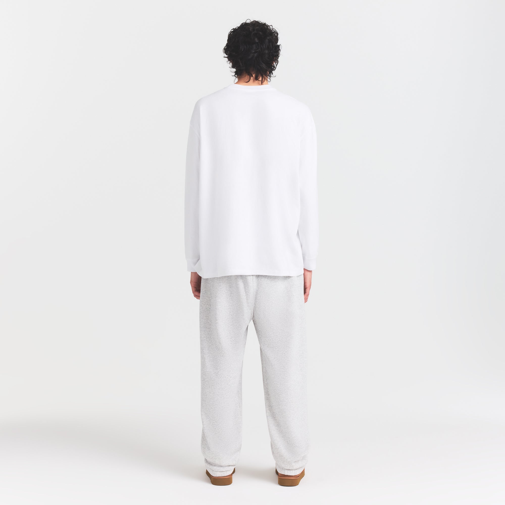 HEAVYWEIGHT COTTON MENS RELAXED LONG SLEEVE T-SHIRT | CHALK
