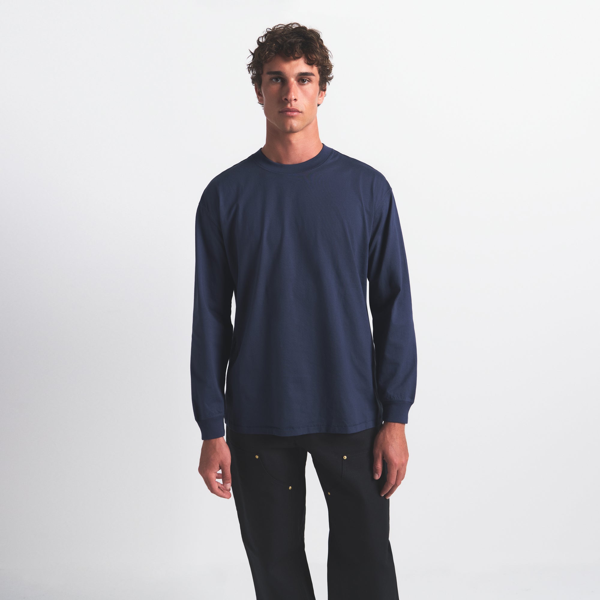 HEAVYWEIGHT COTTON MENS RELAXED LONG SLEEVE T-SHIRT | DAMSON