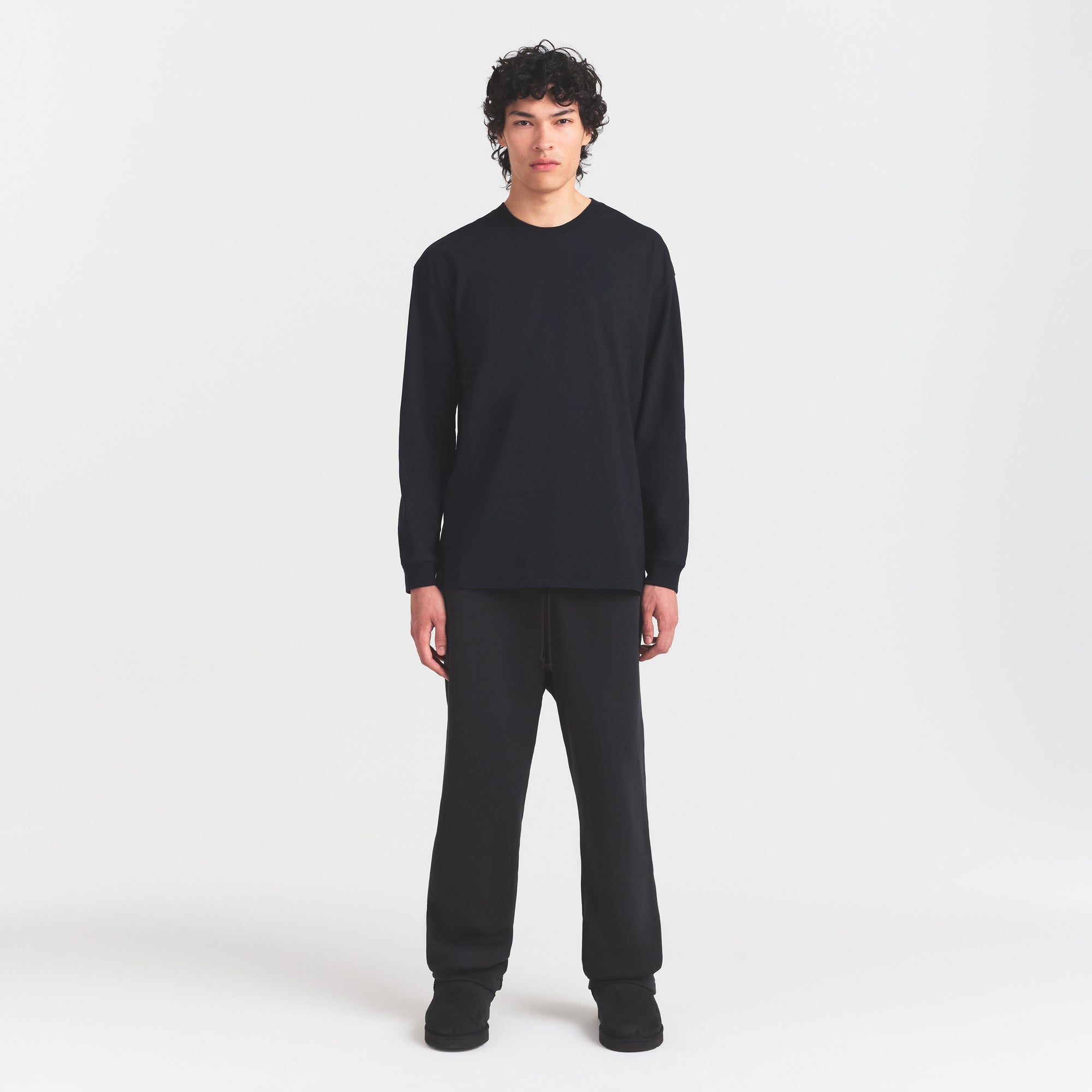 HEAVYWEIGHT COTTON MENS RELAXED LONG SLEEVE T-SHIRT | OBSIDIAN