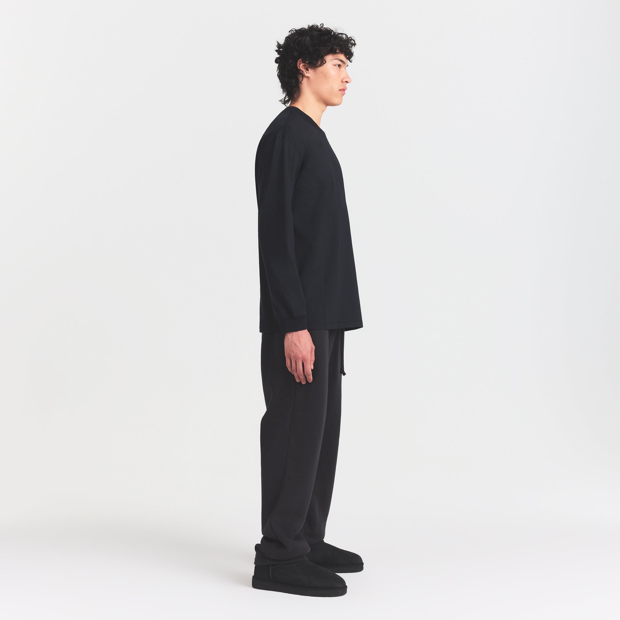 HEAVYWEIGHT COTTON MENS RELAXED LONG SLEEVE T-SHIRT | OBSIDIAN