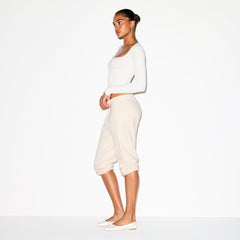 COTTON JERSEY SCOOP NECK LONG SLEEVE TOP | MARBLE