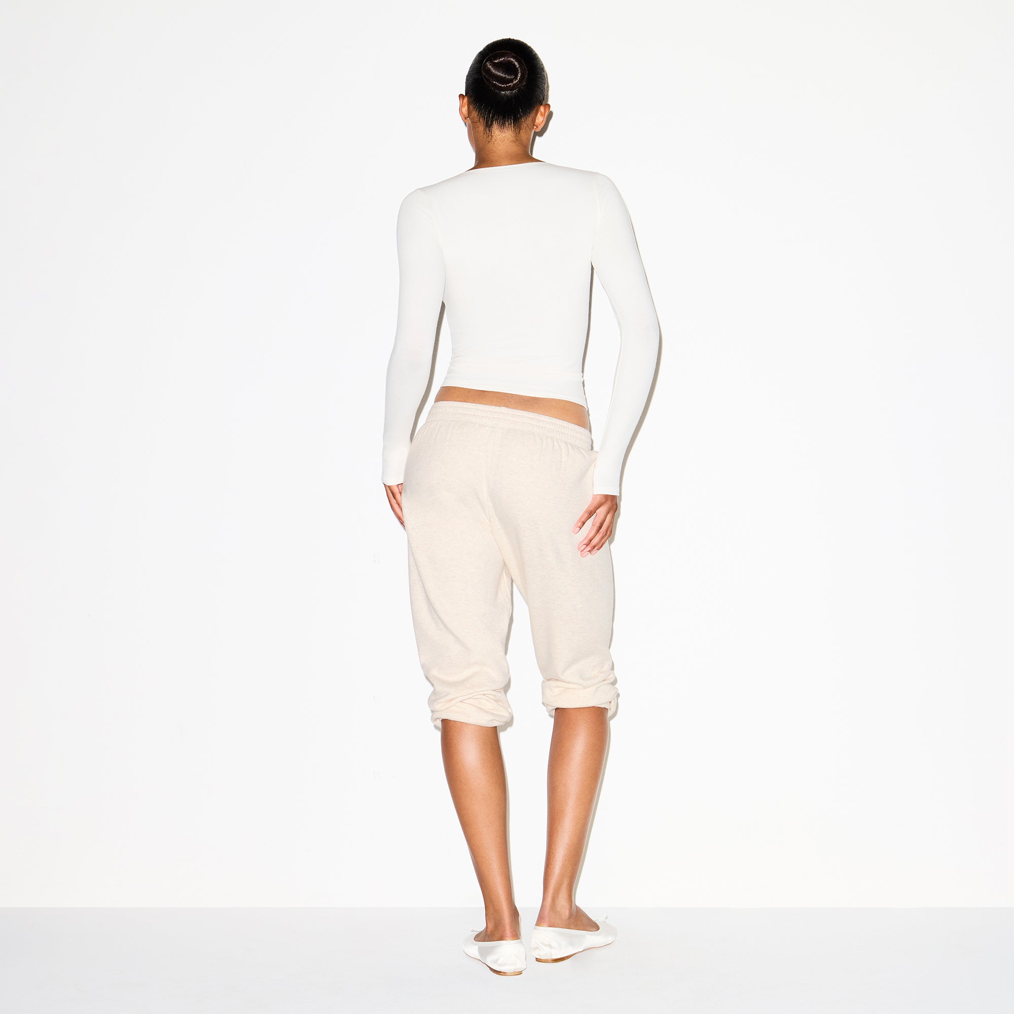 COTTON JERSEY SCOOP NECK LONG SLEEVE TOP | MARBLE