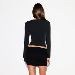 COTTON JERSEY SCOOP NECK LONG SLEEVE TOP | SOOT