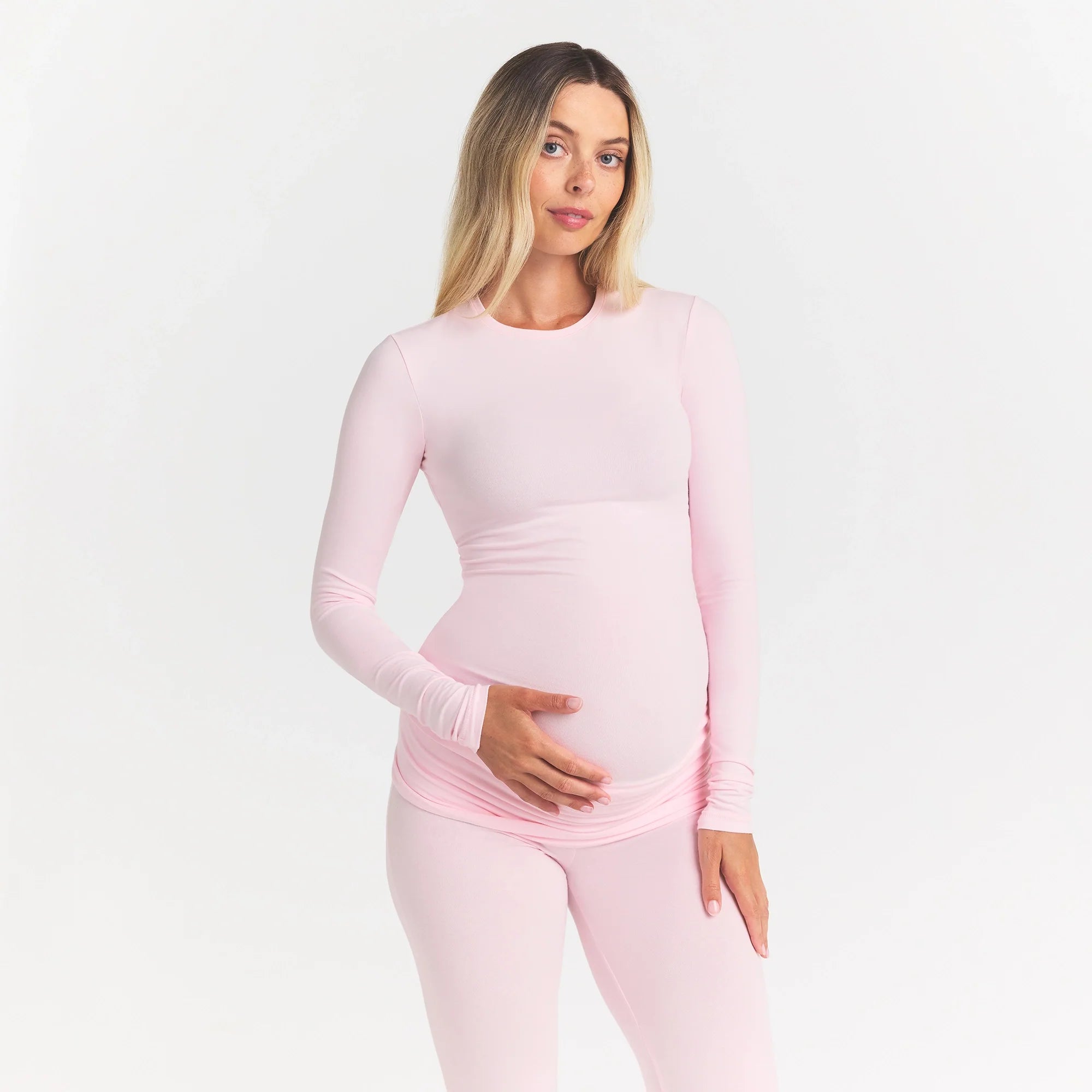 COTTON JERSEY MATERNITY LONG SLEEVE T-SHIRT | CHERRY BLOSSOM