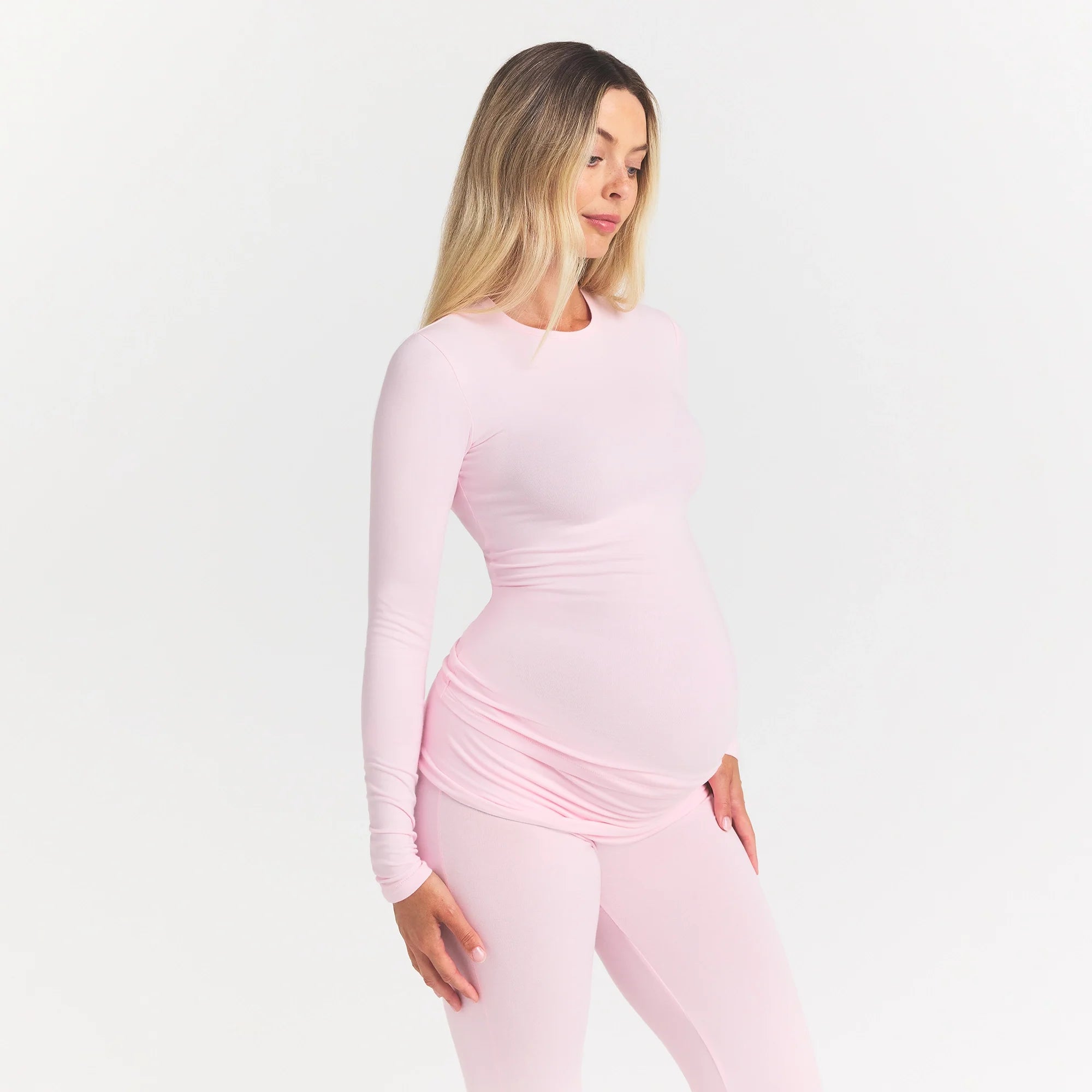 COTTON JERSEY MATERNITY LONG SLEEVE T-SHIRT | CHERRY BLOSSOM