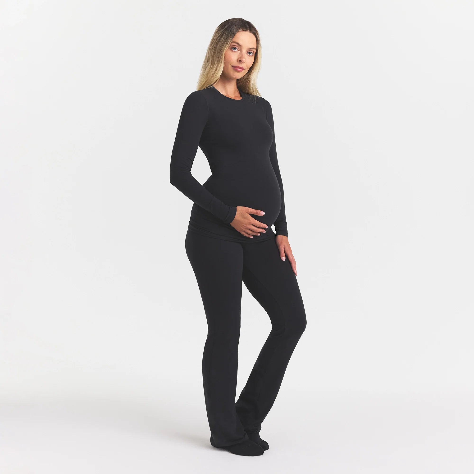 COTTON JERSEY MATERNITY LONG SLEEVE T-SHIRT | SOOT