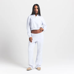 COTTON FLEECE POLO SWEATSHIRT | LIGHT HEATHER GREY