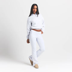 COTTON FLEECE POLO SWEATSHIRT | LIGHT HEATHER GREY