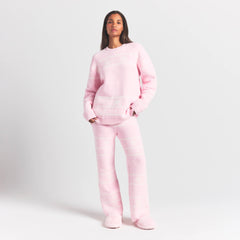 COZY LIGHT CREWNECK PULLOVER | BABY PINK HEART FAIR ISLE