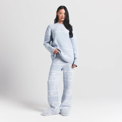 COZY LIGHT CREWNECK PULLOVER | ZEN BLUE HEART FAIR ISLE