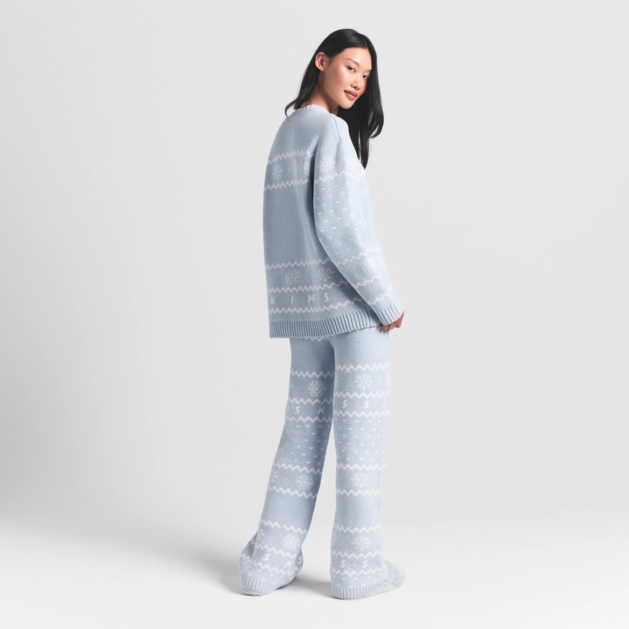 COZY LIGHT CREWNECK PULLOVER | ZEN BLUE HEART FAIR ISLE