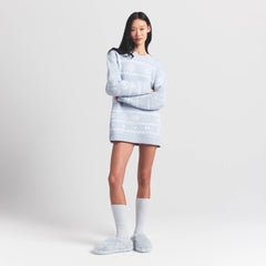 COZY LIGHT CREWNECK PULLOVER | ZEN BLUE HEART FAIR ISLE