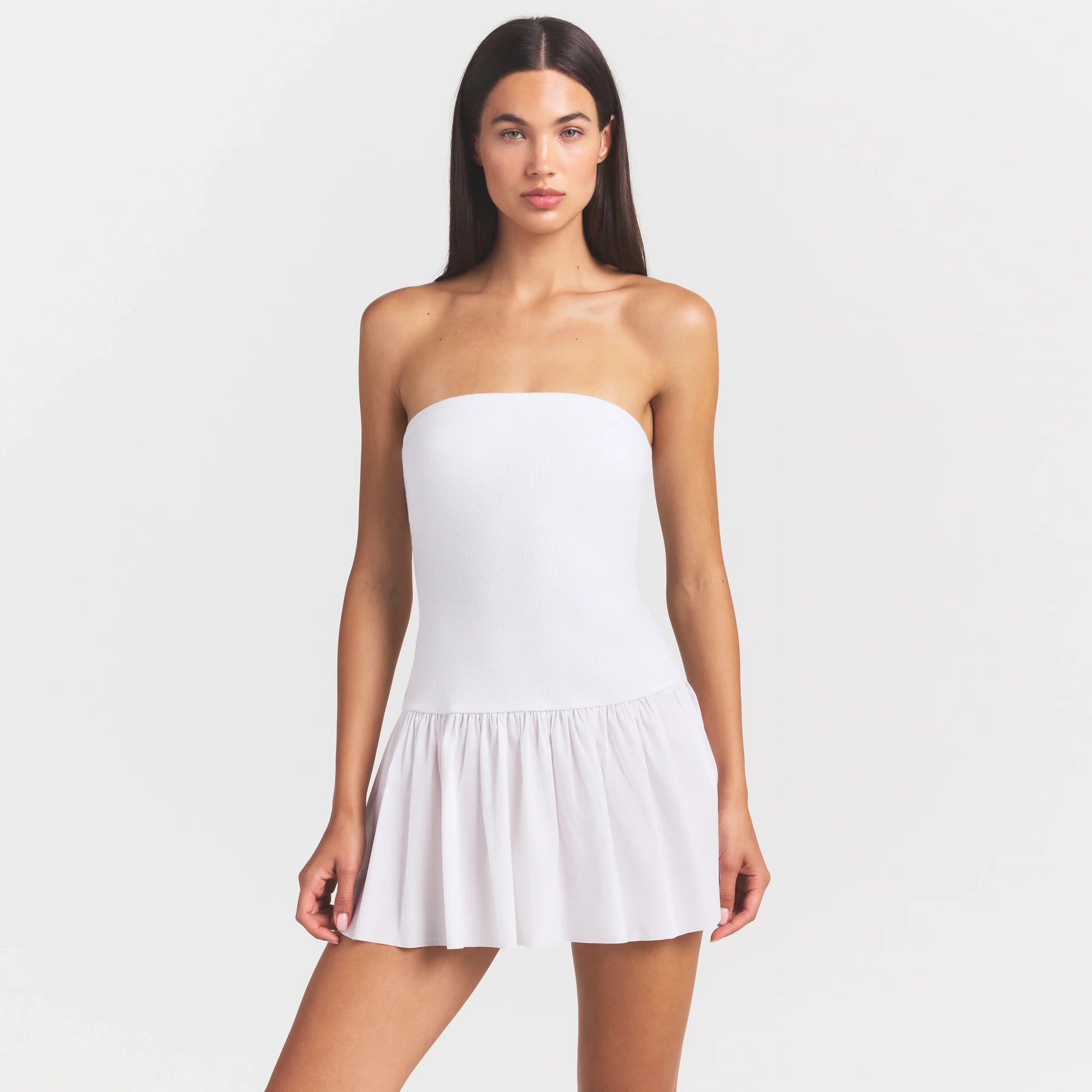 POPLIN APPAREL MINI TUBE DRESS | SNOW