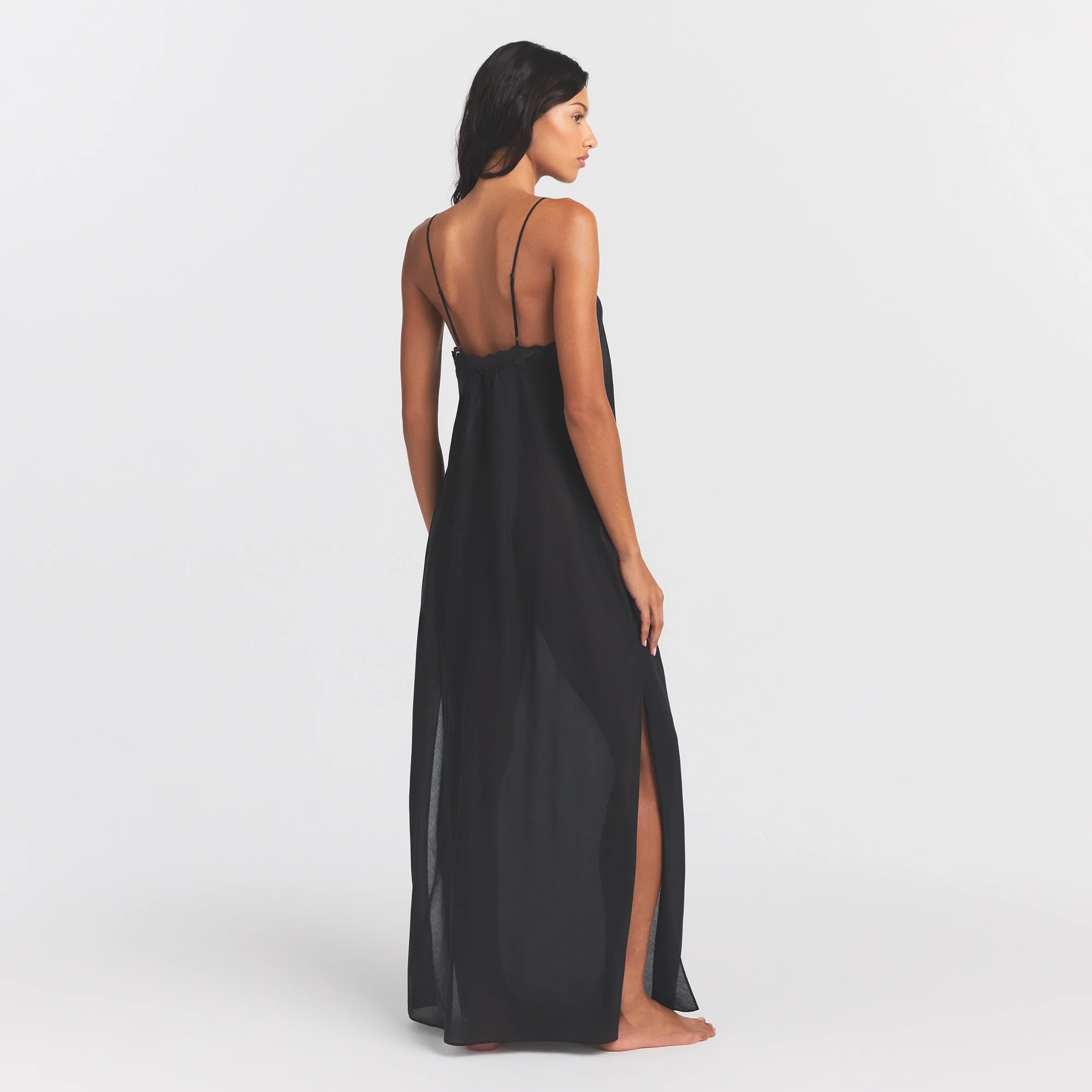 VOILE SLEEP LONG DRESS | ONYX