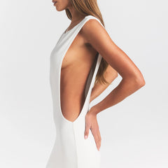 SMOOTH LAYERS CUT OUT LONG DRESS | EGRET