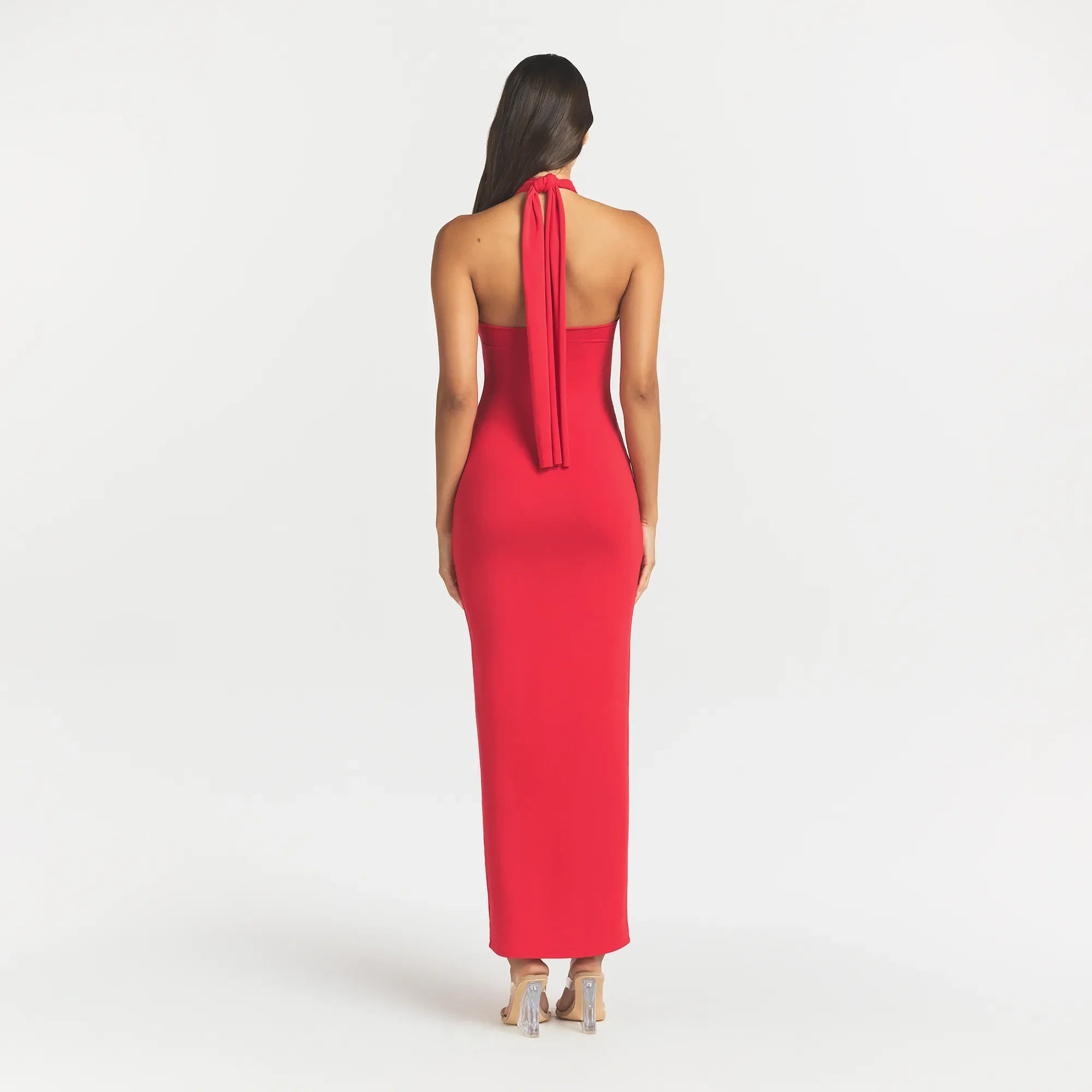 SMOOTH LAYERS CONVERTIBLE LONG DRESS | CARMINE
