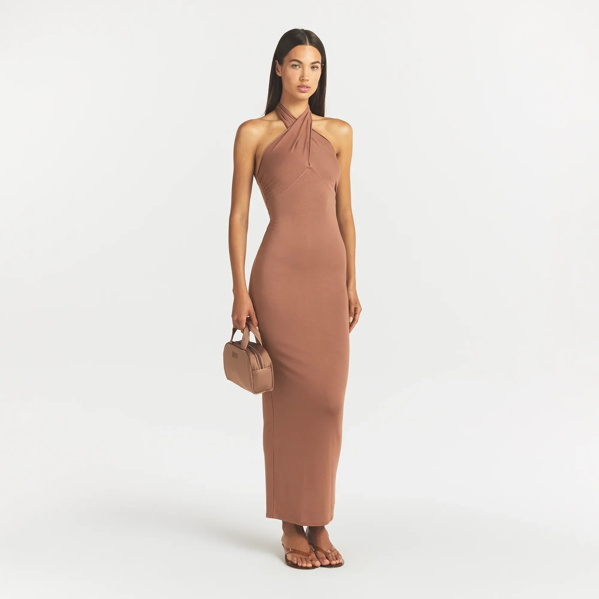 SMOOTH LAYERS CONVERTIBLE LONG DRESS | NUTMEG